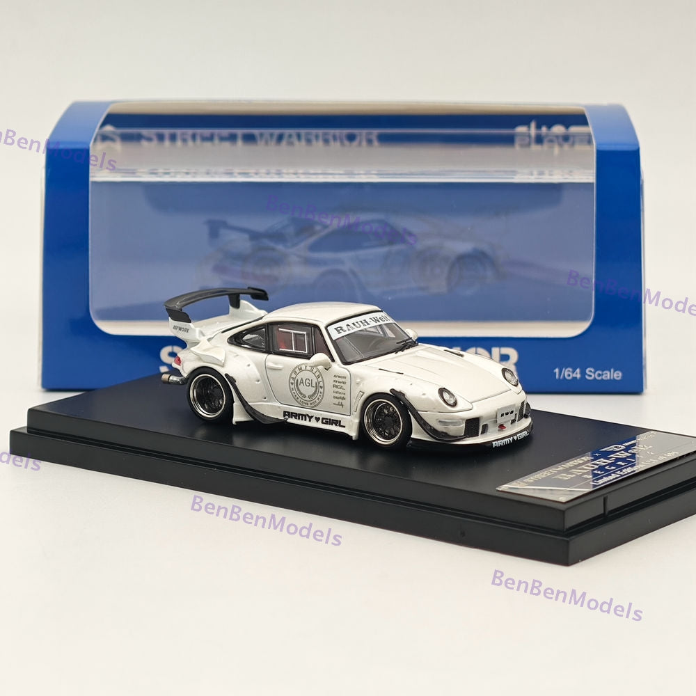 SW 1/64 Porsche RWB 993 AGL White Sport Car Alloy Limited Collection Car Model