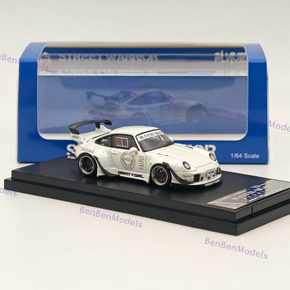 SW 1/64 Porsche RWB 993 AGL White Sport Car Alloy Limited Collection Car Model
