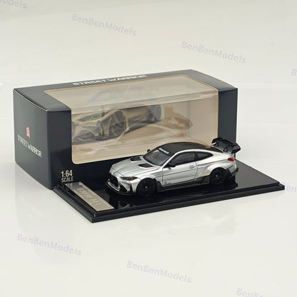 1:64 SW BMW M4 G82 Silver Sports Diecast Models Car Limited Collection Gifts