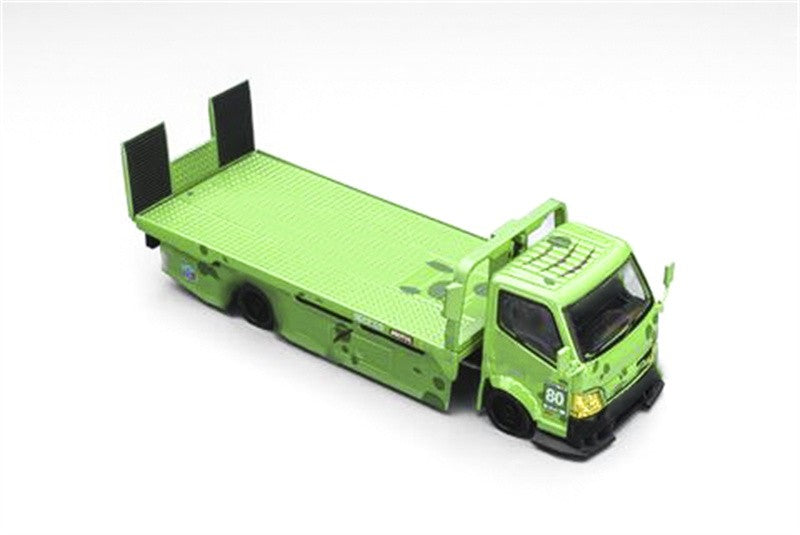 Pre-Order MEGA GEAR 1:64 Pink Green Dinosaur Custom Tow Truck Full Ground Trailer MG Alloy Model car
