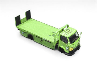 Pre-Order MEGA GEAR 1:64 Pink Green Dinosaur Custom Tow Truck Full Ground Trailer MG Alloy Model car