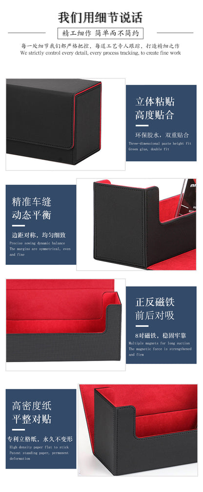 Large Capacity Magnetic PU Card Storage Box Holds 37 PT Card Slabs Toploaders Portable Deck Case for TCG Sports Trading Card