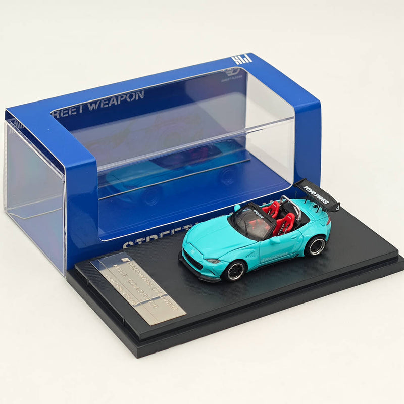 Street Weapon 1:64 MAZDA MX-5 ND Pandem Rocket Bunny Widebody Blue Diecast Model Car Collection