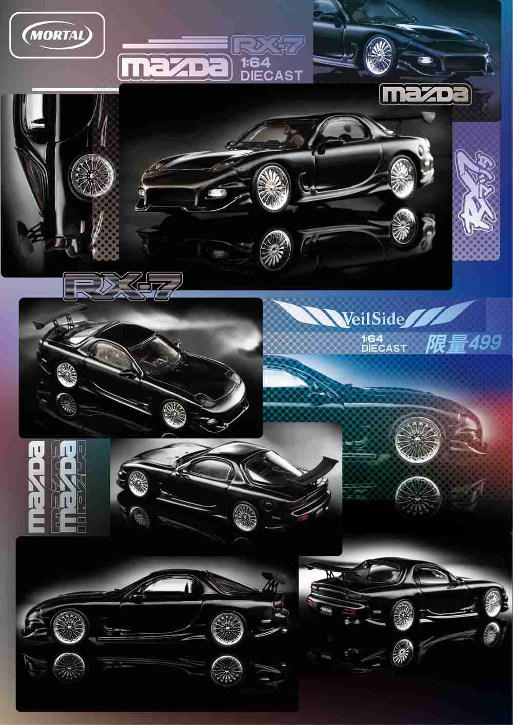 Mortal 1:64 Mazda RX-7 Veilside Diecast Toy Car Model Hobby
