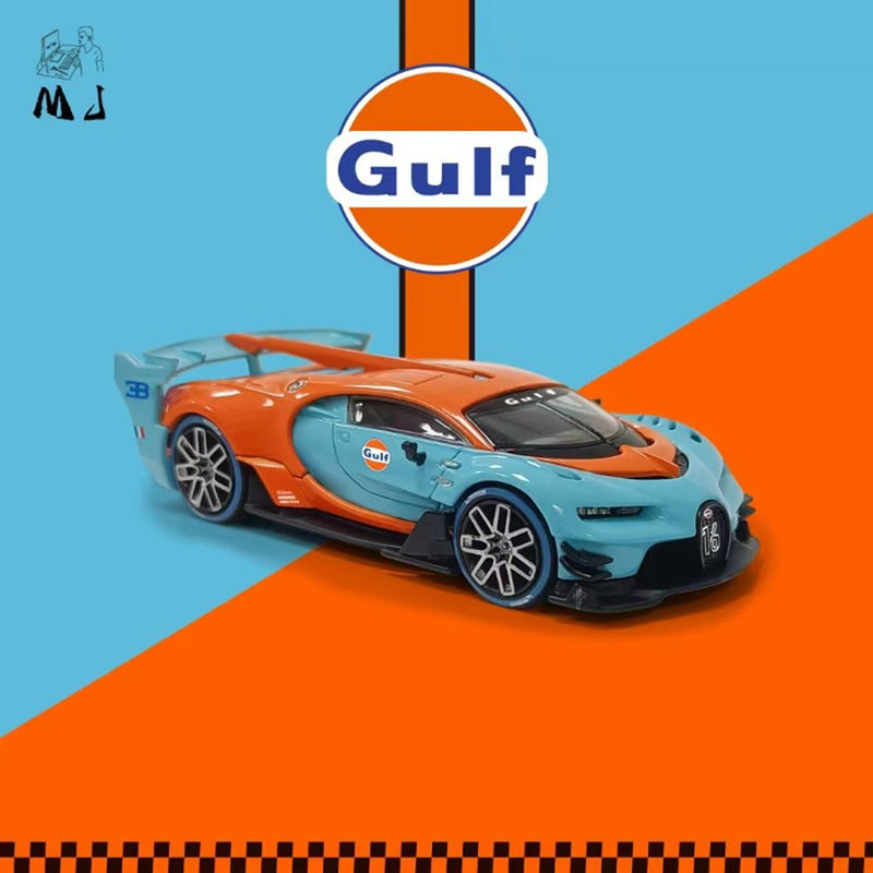 MJ 1:64 Bugatti Vison GT Gulf Miniature Diecast Toys Car Models Collection Gifts Limited Edition