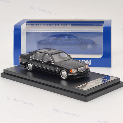 Street Weapon 1:64 Benz W140 S600 Black Limited 499 Diecast Model Car Collection