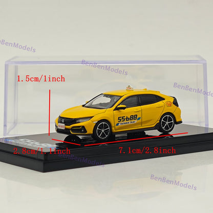 1:64 Hobby Japan Yellow Civic FK7 Hatchback Sports Taxi Model HJ642018AT Diecast