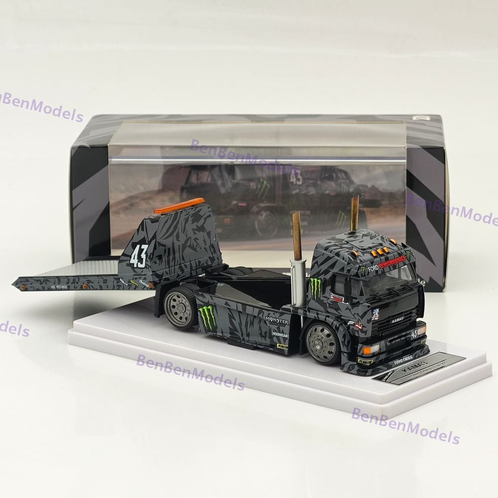 1:64 SW Ford Mustang 1965 Hoonicorn RTR V3 HORZON / KamaZ trailer Car Diecast