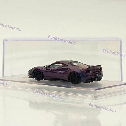 1:64 CM Ferrari LB 488 Widebody Purple Super Racing Sports Model Diecast Car