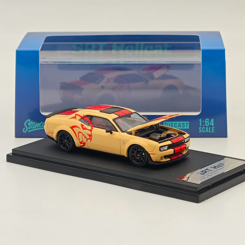 Stance Hunters 1/64 Dodge SRT Hellcat Desert Yellow Diecast Model Car Collection