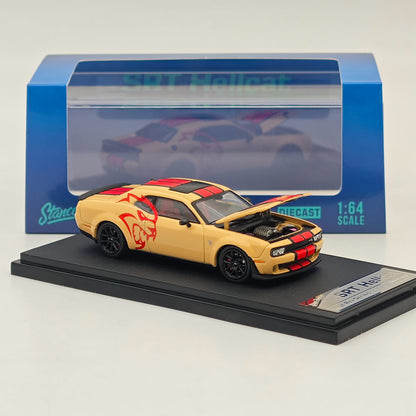 Stance Hunters 1/64 Dodge SRT Hellcat Desert Yellow Diecast Model Car Collection