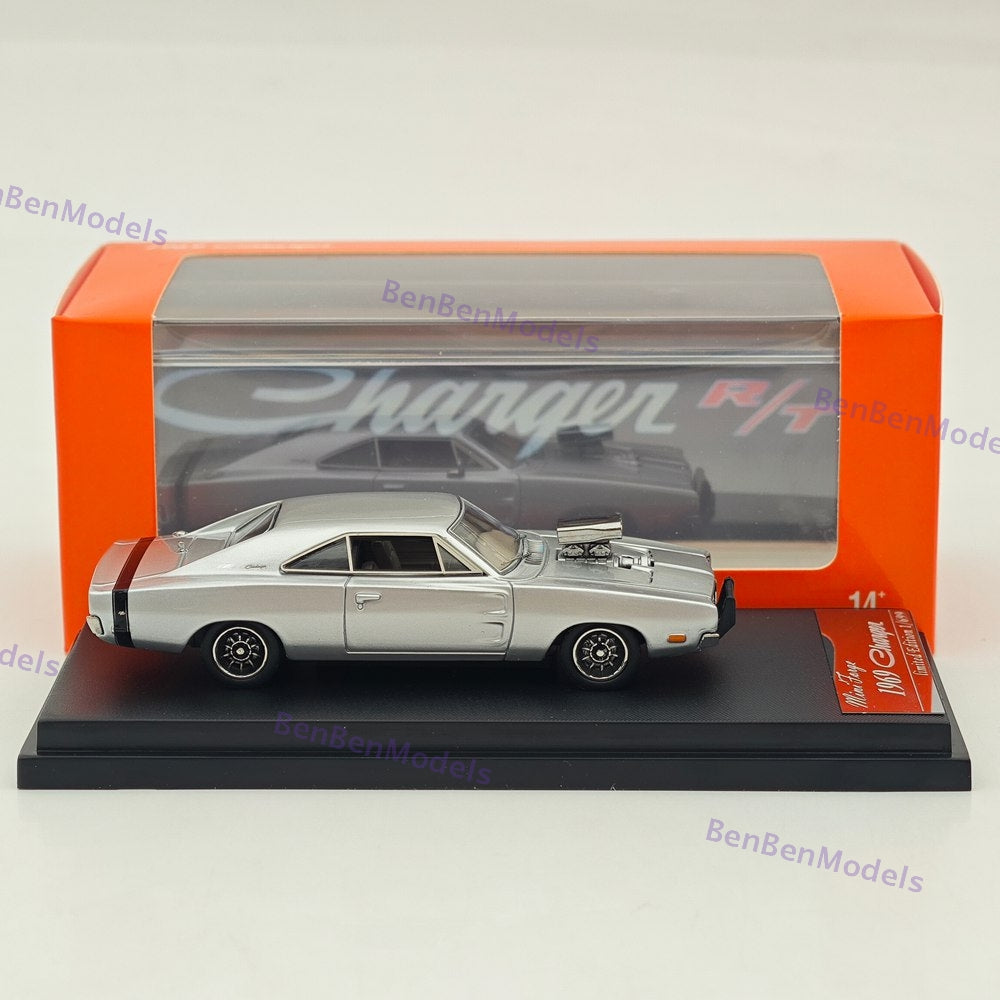 1:64 Mini Forge 1969 Charger R/T Silver Diecast Metal Car Limited Edition