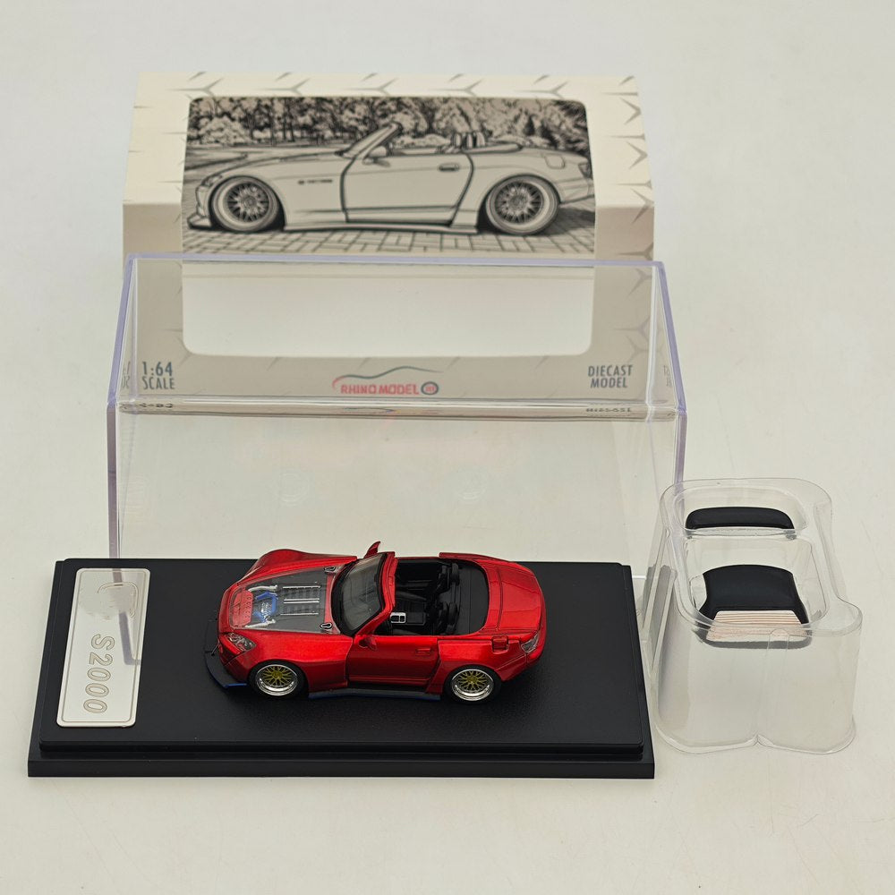 Rhino Model RM 1:64 S2000 Color changing purple/Red Wide body modified convertible hardtop Diecast Model Car Collectible