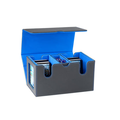 Dual Grid Magnetic Flip Card Box Grid Texture PU Card Holder Portable Trading Card Organizer Storage Box