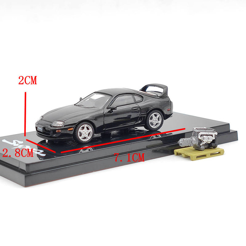 Hobby Japan 1/64 TOYOTA Supra RZ A80 with Engine Display Model HJ641042ABK Black Limited Collection Cast Iron Toys Car Gift
