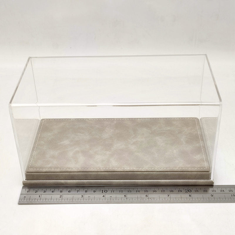 Thicken Acrylic Case Display Box Transparent Dustproof Storage Models Car Premium Base Grey Suede Gifts Boxes 23cm