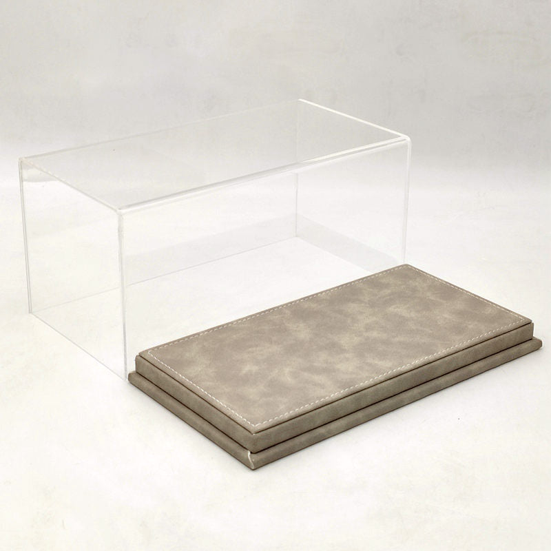 Thicken Acrylic Case Display Box Transparent Dustproof Storage Models Car Premium Base Grey Suede Gifts Boxes 23cm