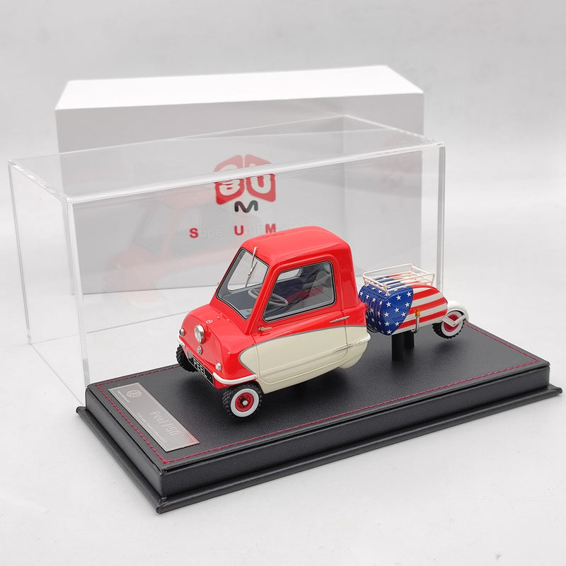 Super Unit Model 1/18 PEEL P50 w/Pav Trailer 1964 Resin Car Limited Red/White Toy  Gift