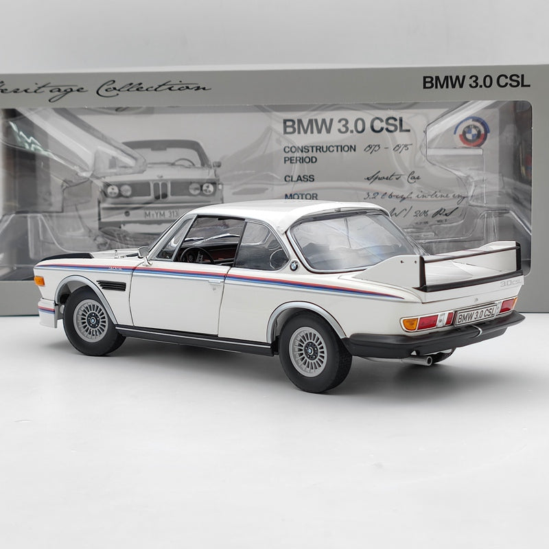 MINICHAMPS 1/18 Scale BMW 3.0 CSL 1971 White Diecast Toys Car Model  Collection Door Open