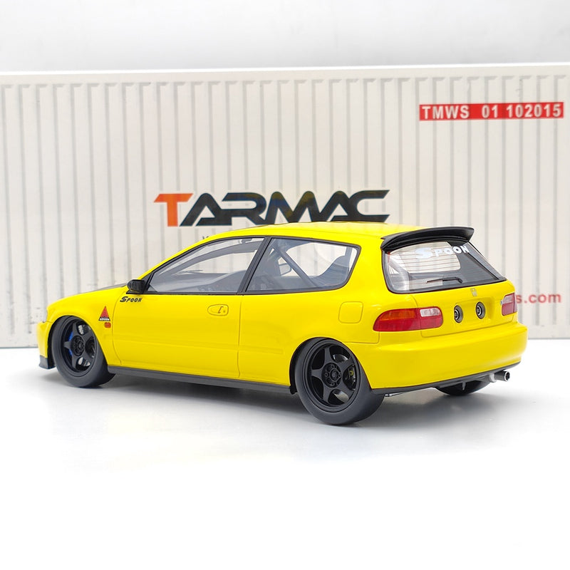 Tarmac Works 1/18 Honda Civic EG6 Spoon Yellow Resin Model Car Collection Gifts