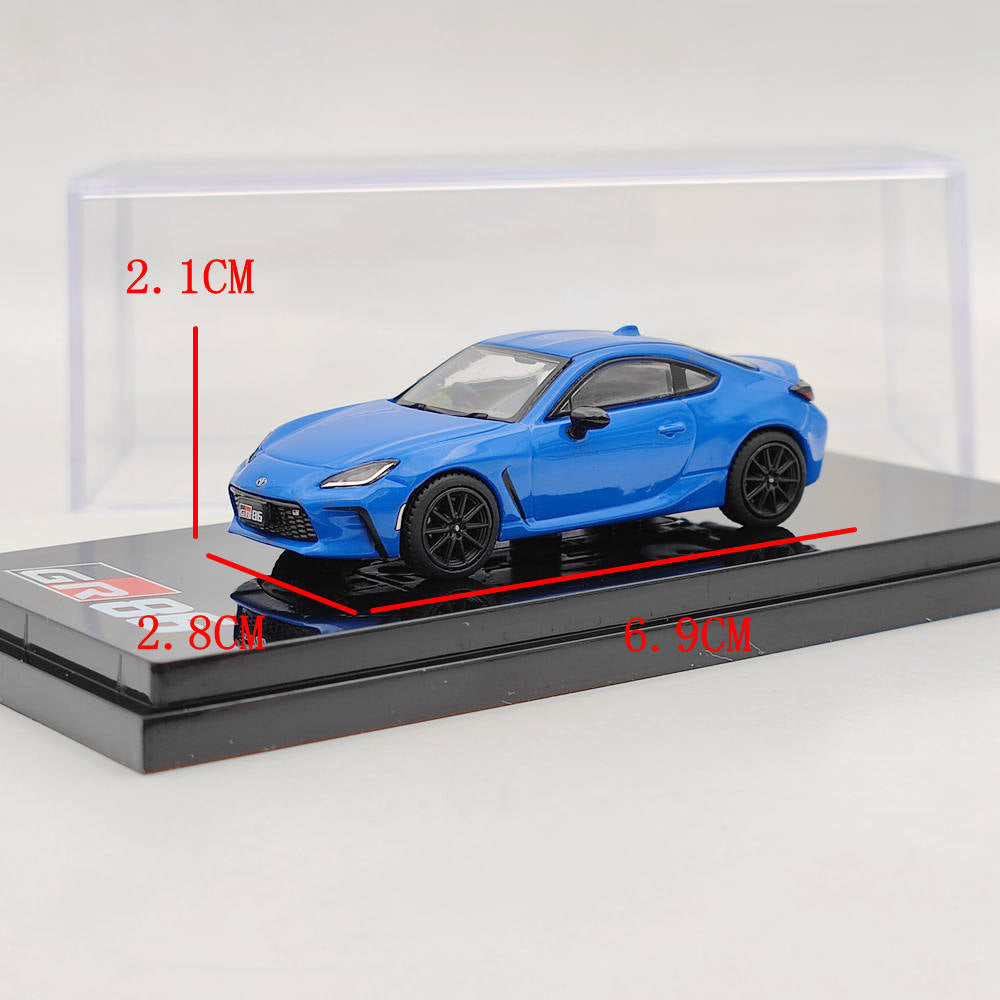 Hobby Japan 1/64 Toyota GR86 Diecast Model Car - Blue Collectible With Display Case