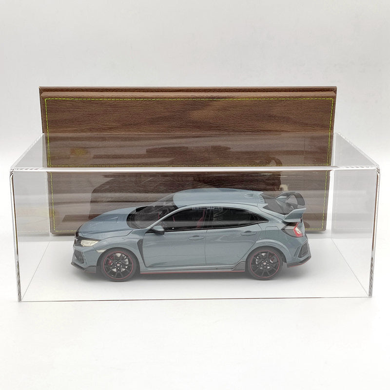 1/18 Acrylic Case Models Car Thicken Display Box Transparent Dustproof Wood Grain Leather 34cm