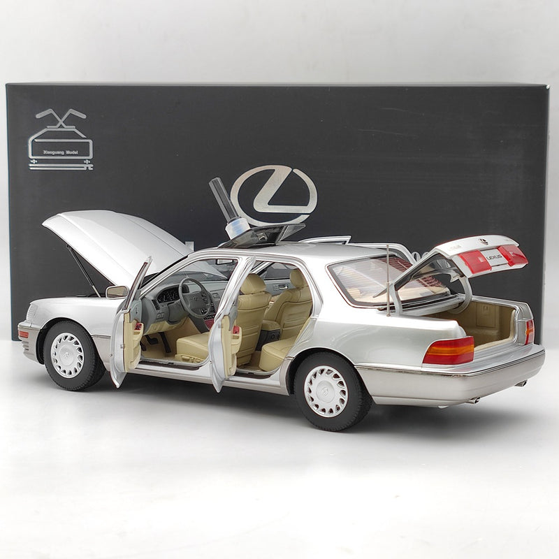 1:18 Toyota Lexus LS400 First Generation Silver Diecast model Car Collection Open Toy Gift