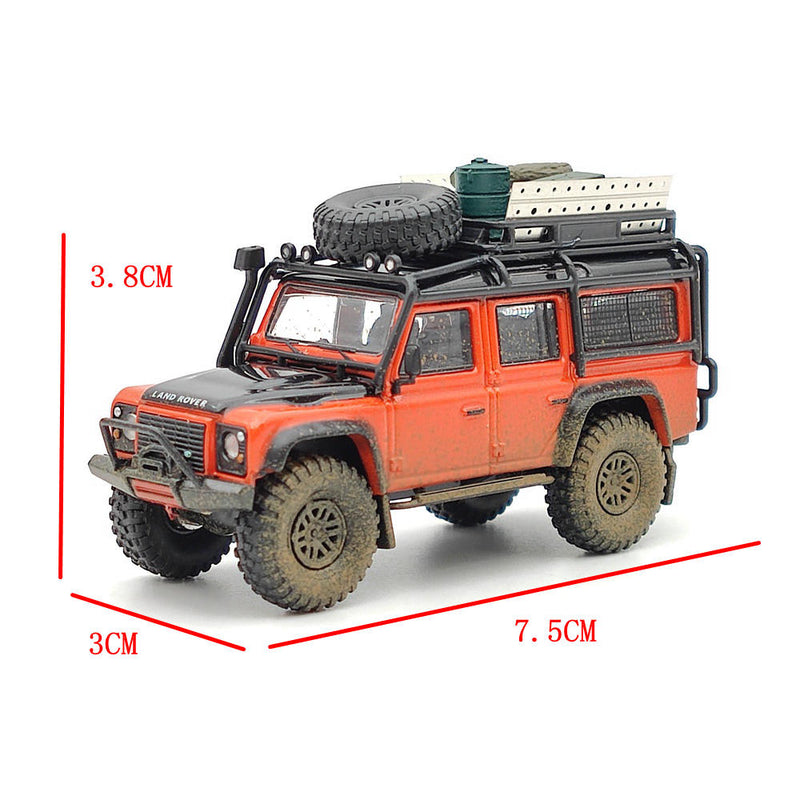 Master 1:64 Land Rover Defender 110 OrangeRed Dirty Version Diecast Toys Car Models Limited Collection Gifts