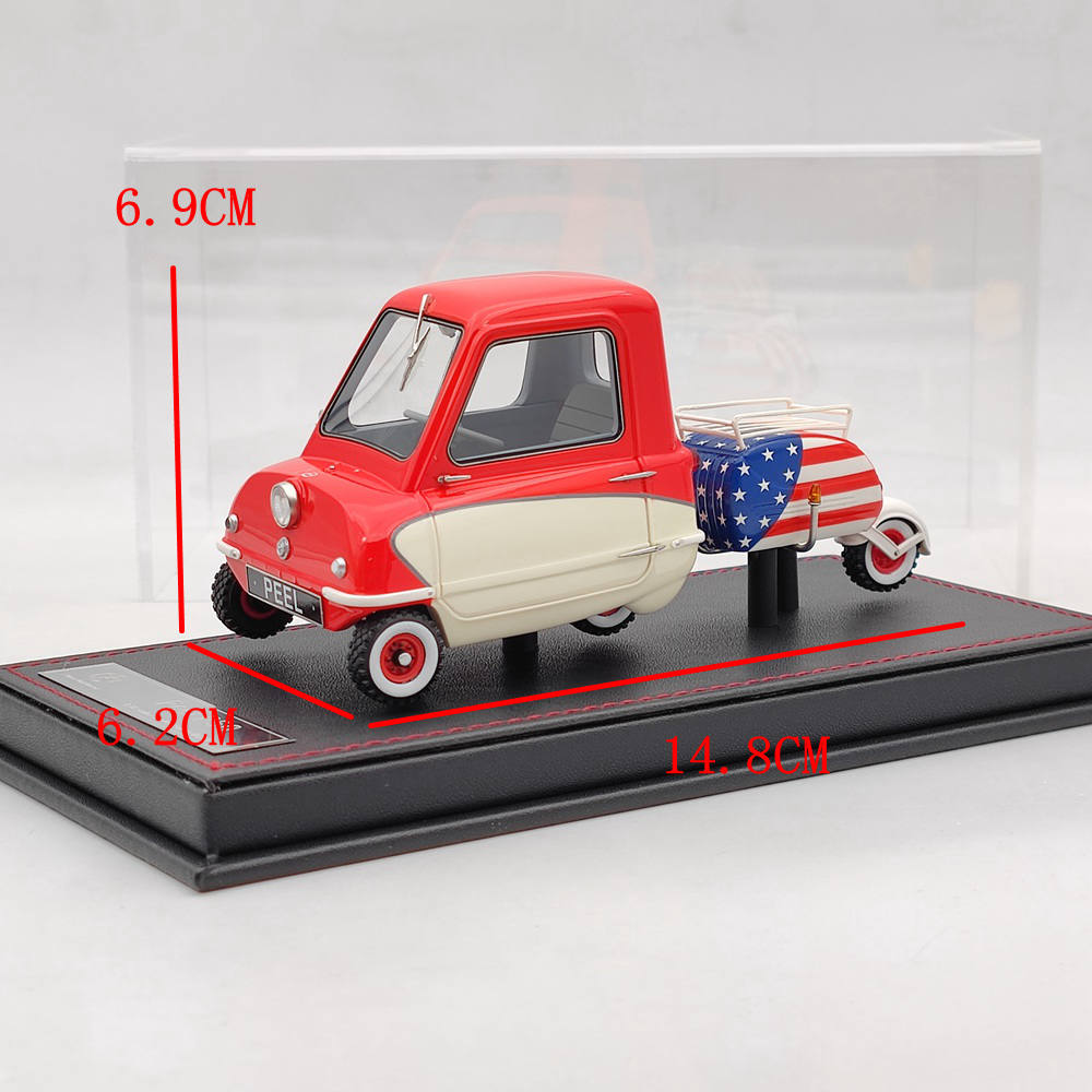 Super Unit Model 1/18 PEEL P50 w/Pav Trailer 1964 Resin Car Limited Red/White Toy  Gift