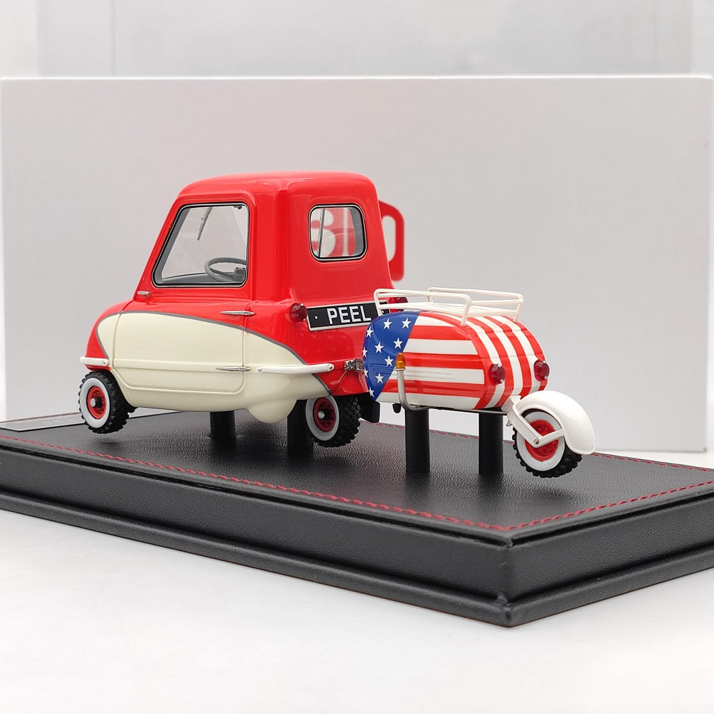 Super Unit Model 1/18 PEEL P50 w/Pav Trailer 1964 Resin Car Limited Red/White Toy  Gift