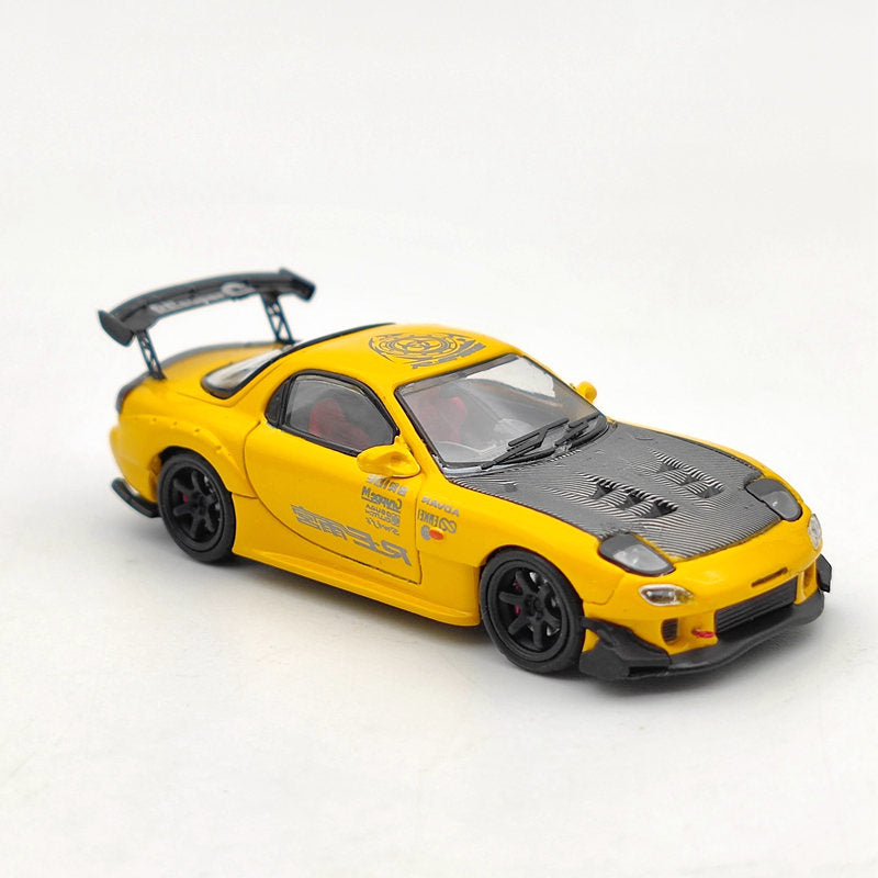Master 1:64 Mazda RX-7/RX7 FD3S Carbon Cover Amemiya Diecast Models Toys Car Collection Gifts Yellow