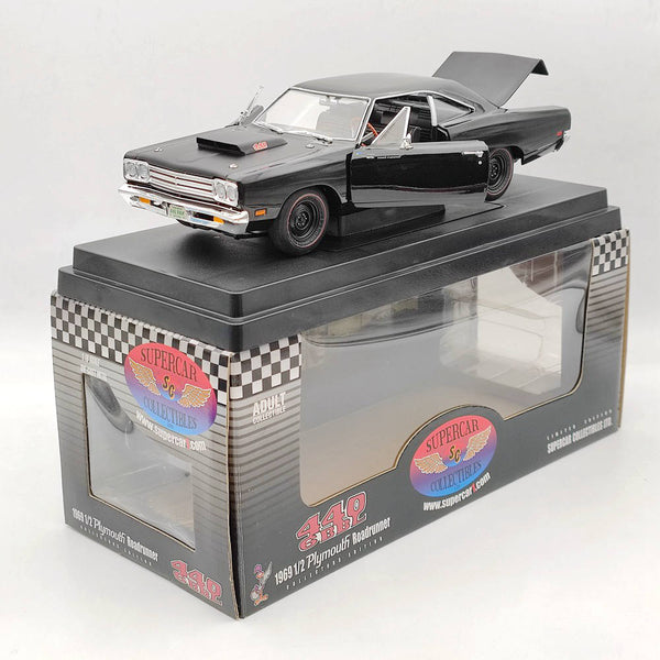 Supercar Collectibles 1/18 1969 1/2 Plymouth Roadrunner  #29554PDiecast Model Car Limited Edition Collection Auto Toys Black Gift