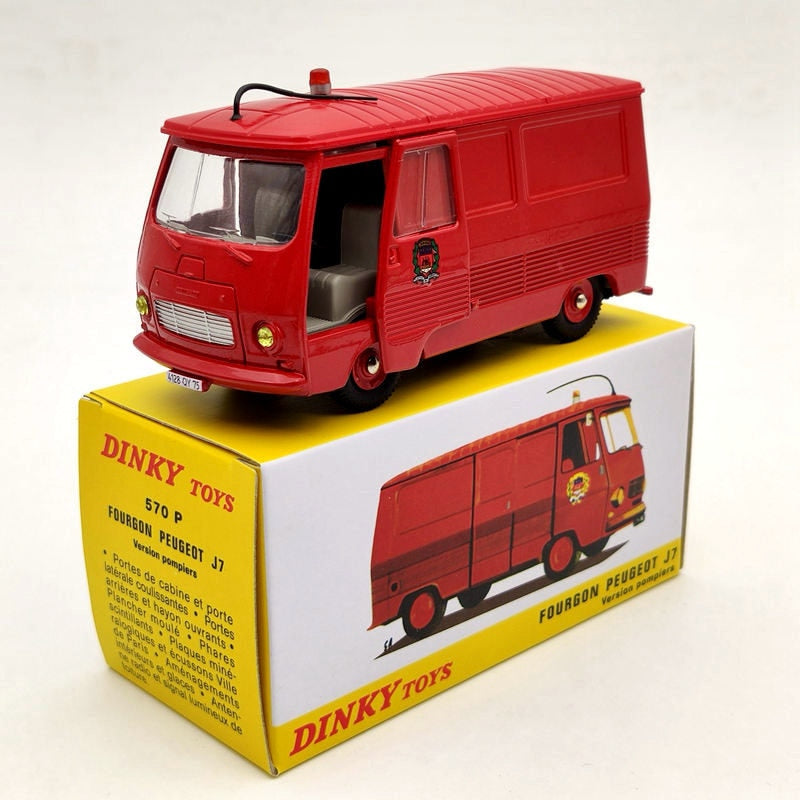 Atlas 1/43 Dinky Toys 570 P Fourgon Peugeot J7 Version Pompiers Diecast Models Car Auto Gifts Collection
