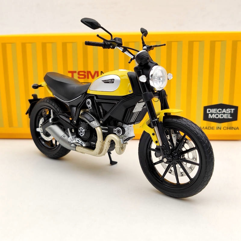 TSM 1:12 Ducati Scrambler Icon 803CC 2015 Rosso TSMMC003 Motorcycle Diecast Models Toys Car Collection Gift Yellow
