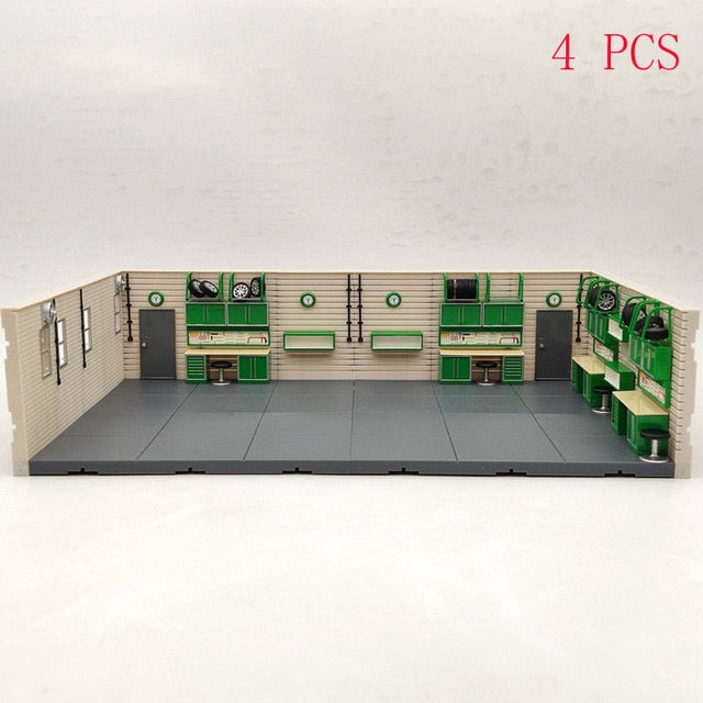 1/2/4 PCS 1/43 Scale Aurora Garage Diorama Scene Model (not include model cars)