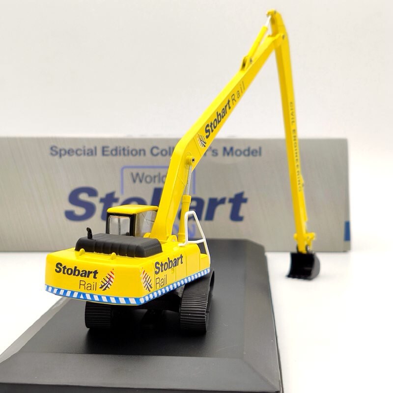 Excavadora Komatsu PC340 W122 Brazo Largo Escala 1/76 – Colores Stobart Rail, Modelo Detallado Para Colección O Maqueta