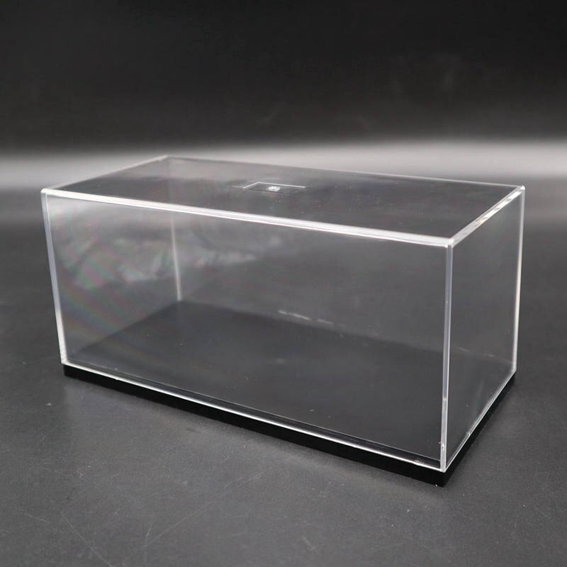 Boîte de présentation en acrylique transparente anti-poussière avec base noire pour modèle de voiture 1/32 de haute qualité 18 cm
